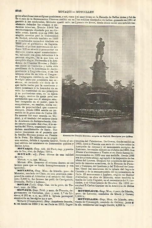LAMINA ESPASA 28186: Estatua de Claudio Moyano en Madrid