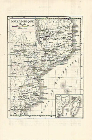 LAMINA ESPASA 28187: Mapa de Mozambique