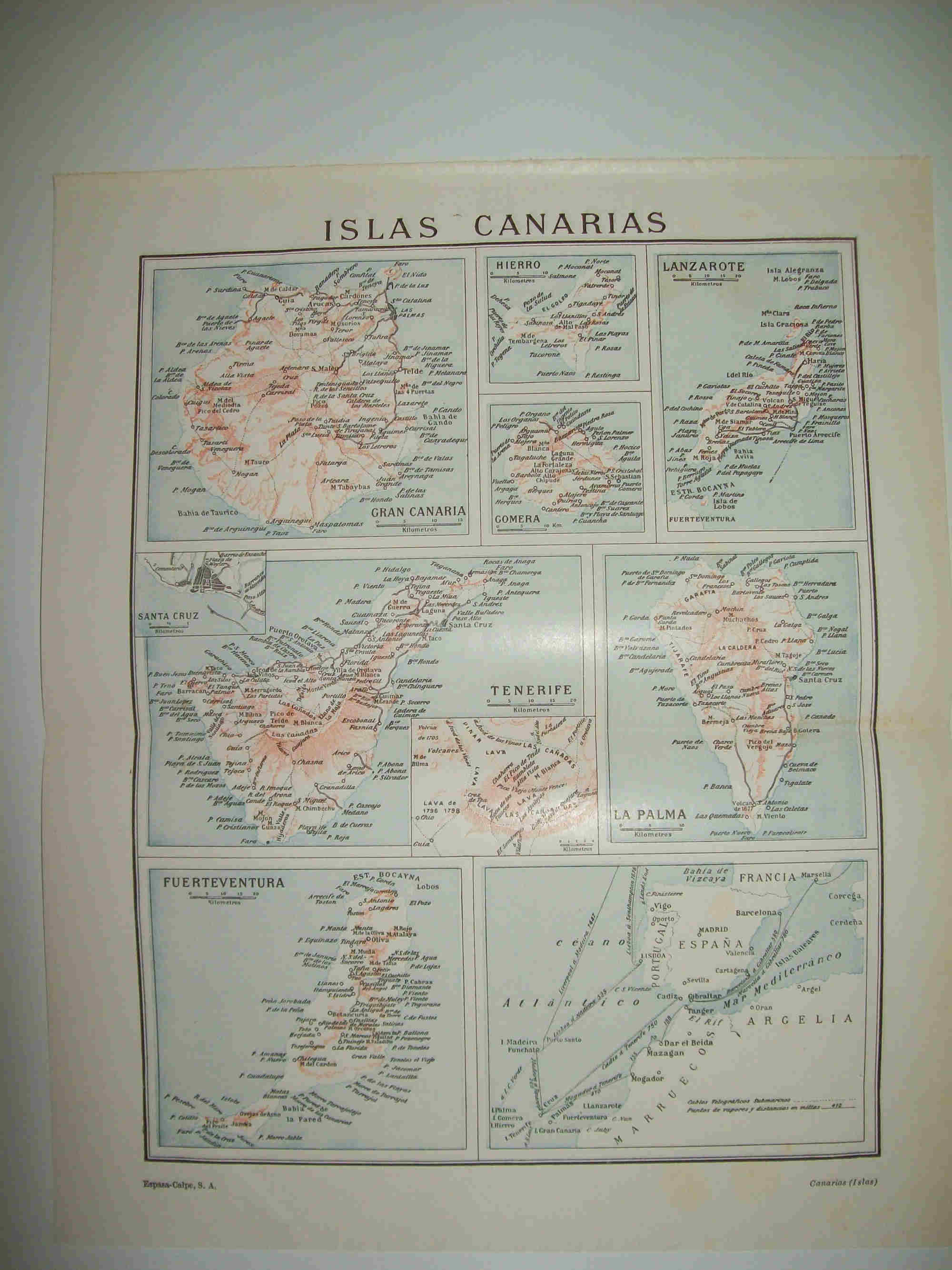 LAMINA ESPASA 28192: Mapa de las Islas Canarias