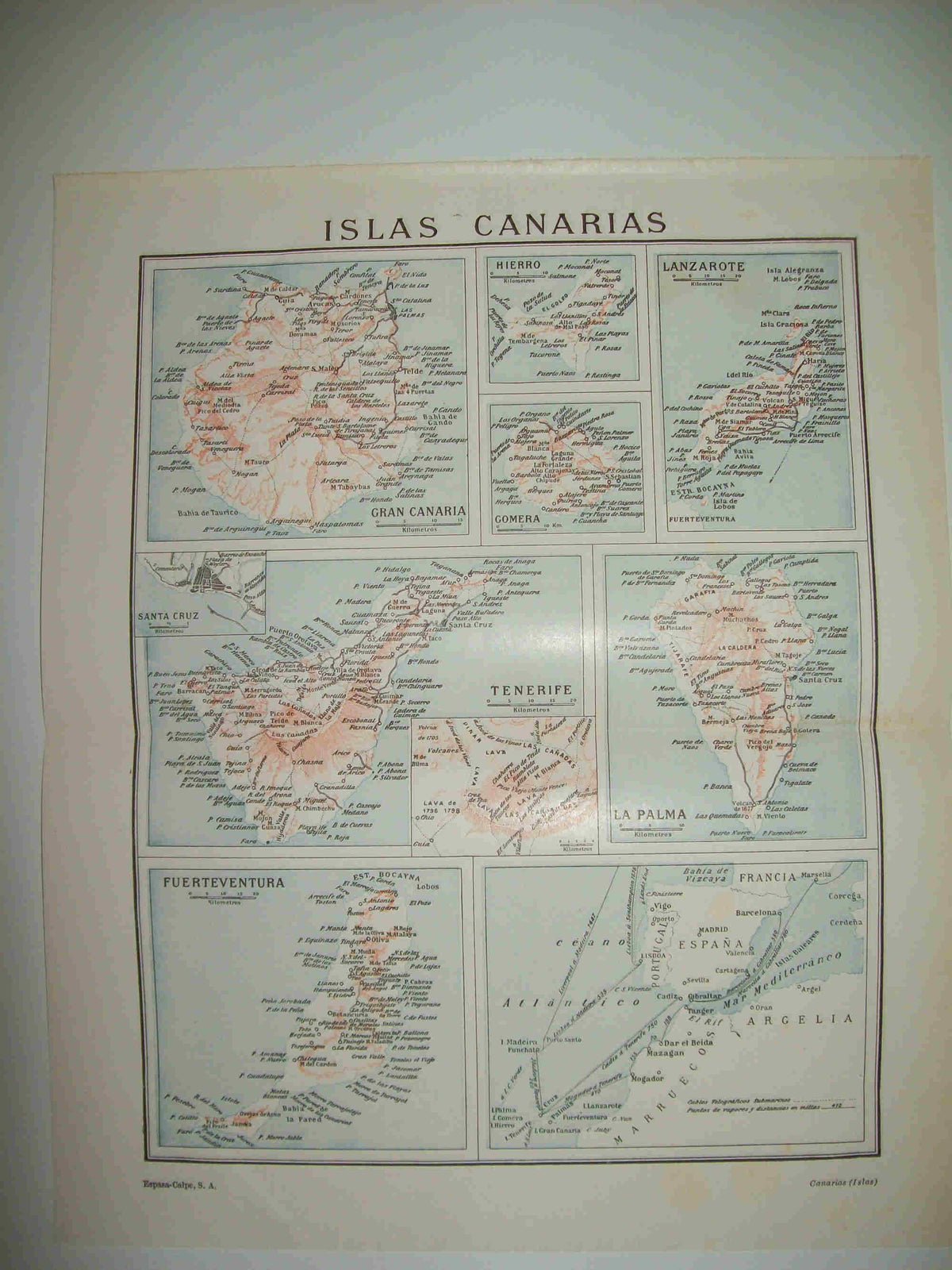 LAMINA ESPASA 28192: Mapa de las Islas Canarias