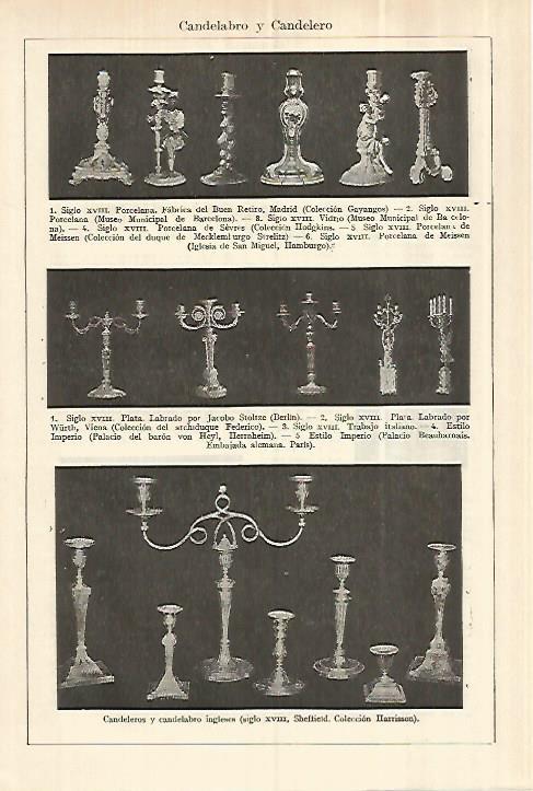 LAMINA ESPASA 28202: Candelabros del siglo XVIII