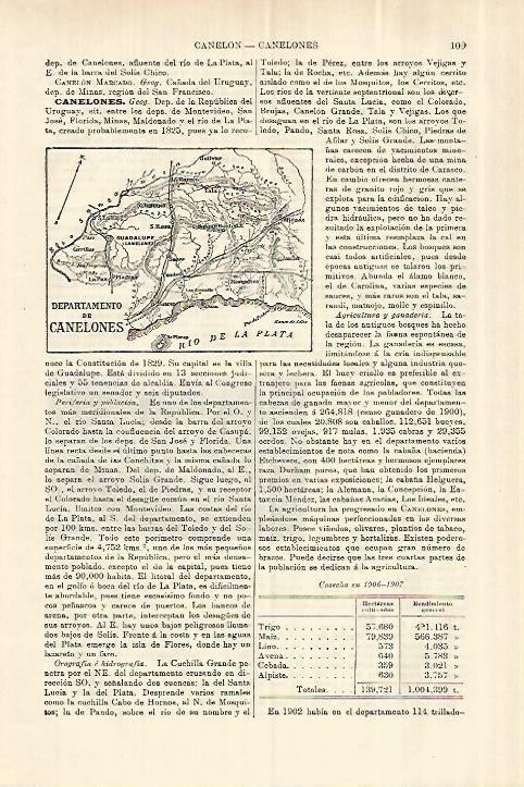 LAMINA ESPASA 28206: Mapa del Departamento de Canelones Uruguay