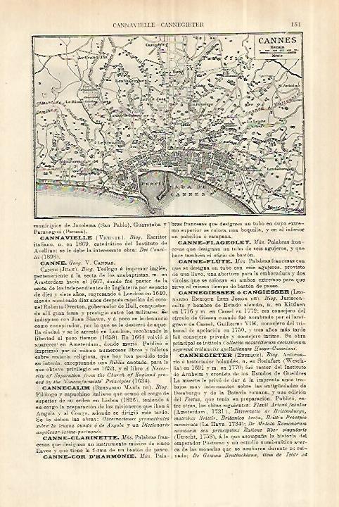 LAMINA ESPASA 28217: Plano de Cannes Francia