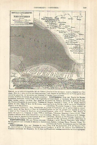 LAMINA ESPASA 28224: Mapa de los Montes Cantabricos
