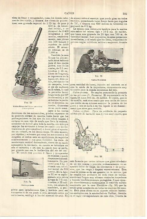 LAMINA ESPASA 28250: Cañon probeta y Hotchkiss