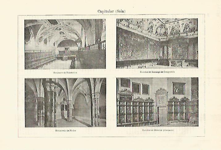 LAMINA ESPASA 28276: Sala Capitular de Salamanca Santiago de Compostela Monasterio de Piedra y Catedral de Munster