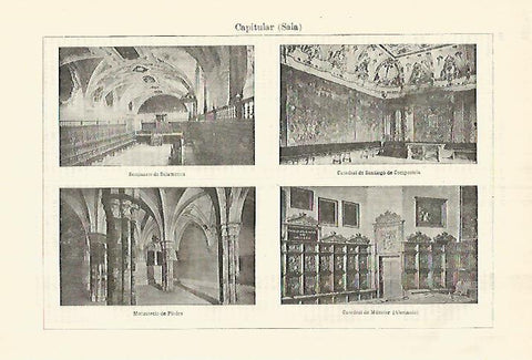 LAMINA ESPASA 28276: Sala Capitular de Salamanca Santiago de Compostela Monasterio de Piedra y Catedral de Munster