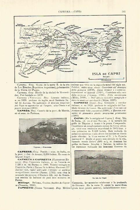 LAMINA ESPASA 28283: Mapa de la isla de Capri Italia