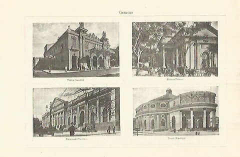 LAMINA ESPASA 28297: Teatro Nacional Palacio Federal y Palacio del Capitolio en Caracas