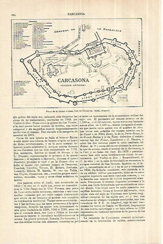 LAMINA ESPASA 28314: Plano antiguo de Carcassone Francia