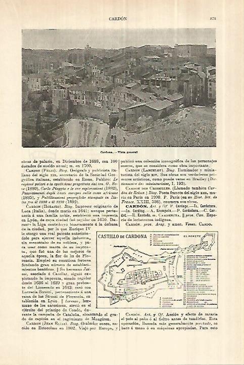LAMINA ESPASA 28326: Plano del castillo de Cardona Barcelona