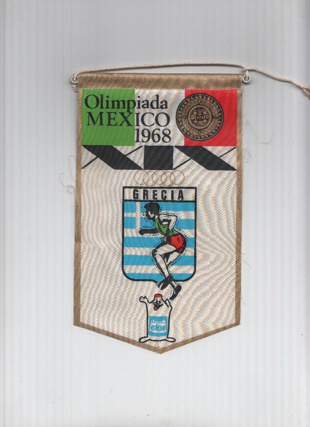 Banderin Olimpiada Mexico 1968 : Grecia (Editor detergentes Gior)