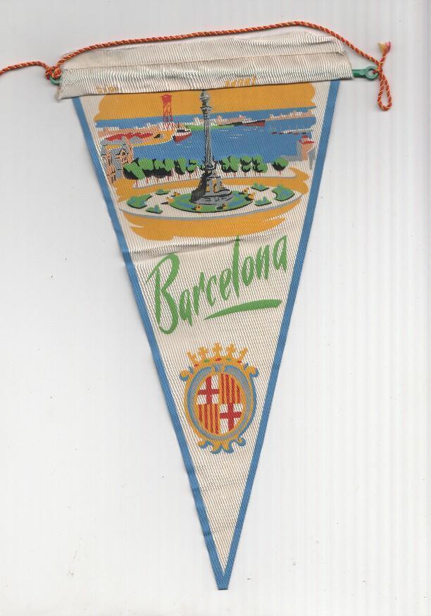 BANDERIN: BARCELONA - Estatua de Colon y Escudo de Barcelona