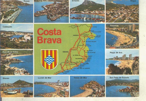 Postal 014752: Plano y vistas de la Costa Brava
