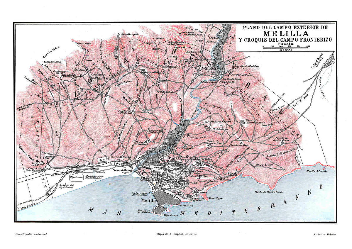 Facsimil: Melilla, plano del campo exterior y croquis del campo fronterizo