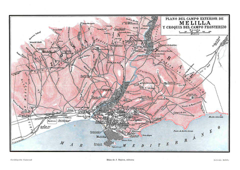 Facsimil: Melilla, plano del campo exterior y croquis del campo fronterizo