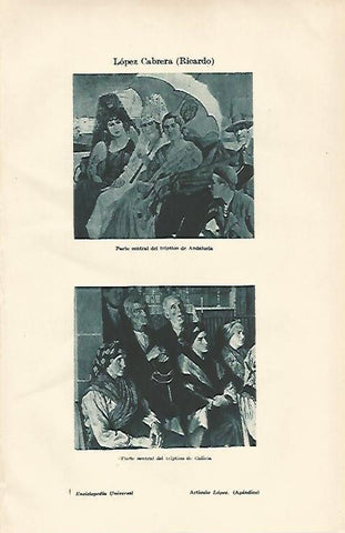 LAMINA ESPASA 19812: Triptico de Andalucia y Triptico de Galicia por R. Lopez Cabrera