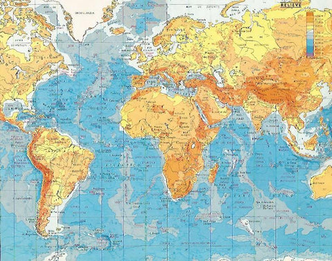 LAMINA LAROUSSE 70230: Mapa fisico mundial