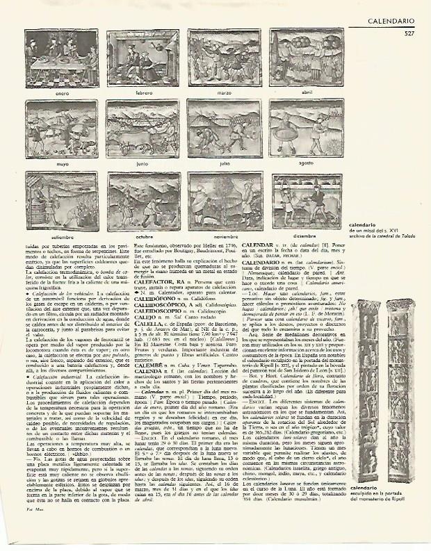 LAMINA LAROUSSE 70231: Calendario de un misal del siglo XVI