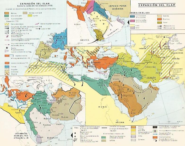 LAMINA LAROUSSE 70232: Mapa de expansion del Islam