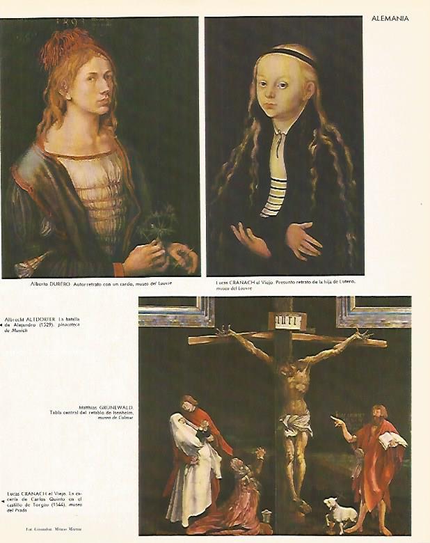 LAMINA LAROUSSE 70269: Obras de Durero Cranach y Grunewald