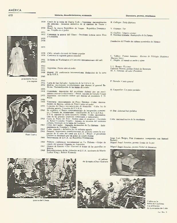 LAMINA LAROUSSE 70276: El matrimonio Peron Fidel Castro y el Che Guevara