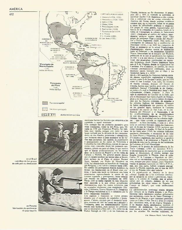 LAMINA LAROUSSE 70277: Mapa de las Capitanias de Portugal en America