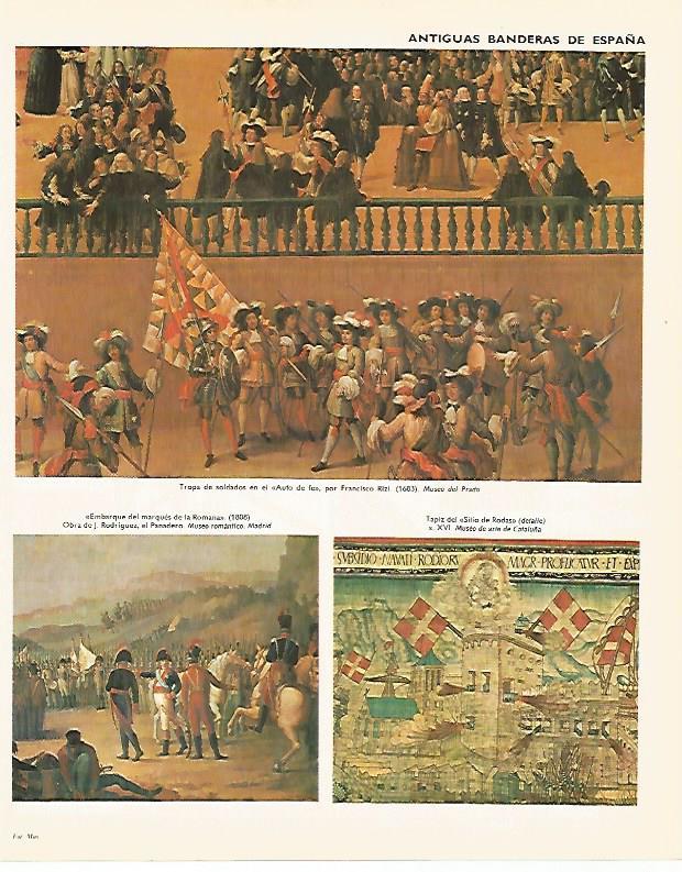 LAMINA LAROUSSE 70301: Antiguas banderas de España