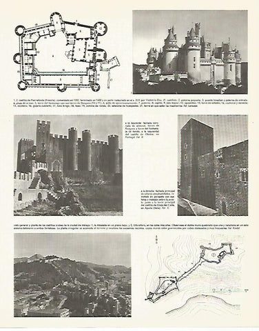 LAMINA LAROUSSE 70326: Castillos de Pierrefonds Obidos y Gioja del Colle