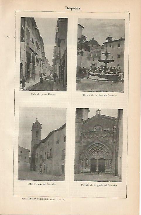 LAMINA ESPASA 1035: Vistas de Requena Valencia