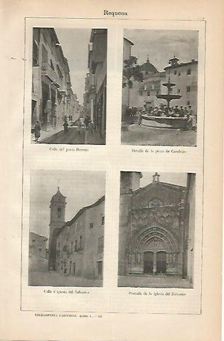 LAMINA ESPASA 1035: Vistas de Requena Valencia