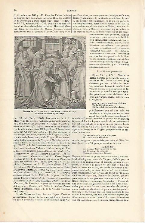 LAMINA ESPASA 1064: Muerte de la Virgen Maria por Hans Holbein el Viejo