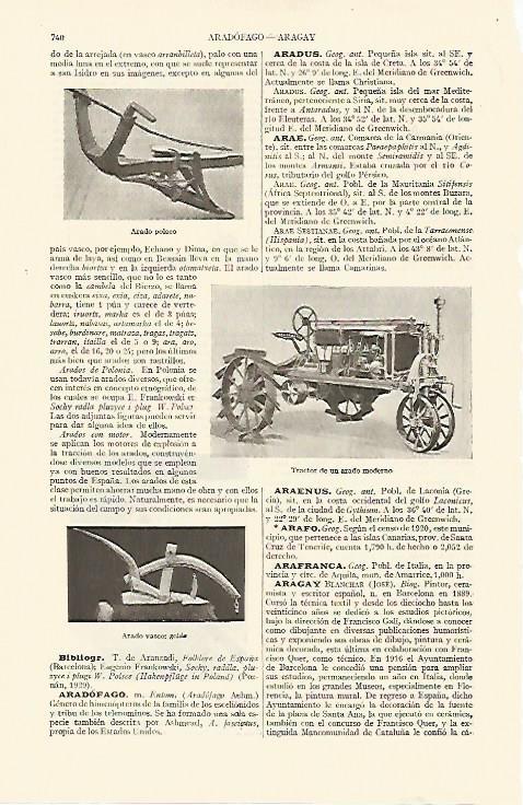 LAMINA ESPASA 10878: Arado polaco tractor de arado y arado vasco