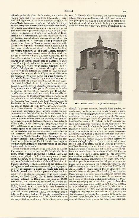 LAMINA ESPASA 10897: Baptisterio de Ascoli Piceno Italia