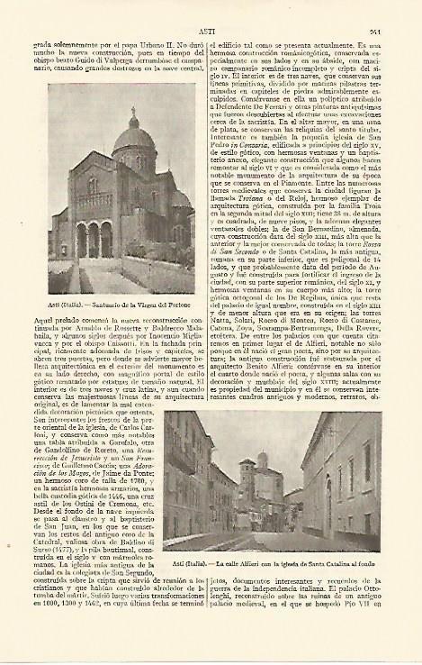 LAMINA ESPASA 10902: Santuario de la Virgen del Portone en Asti Italia