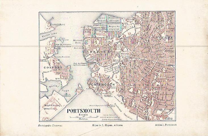 LAMINA ESPASA 10567: Mapa de Portsmouth Inglaterra