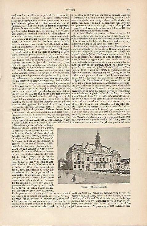 LAMINA ESPASA 10975: Ayuntamiento de Tours Francia