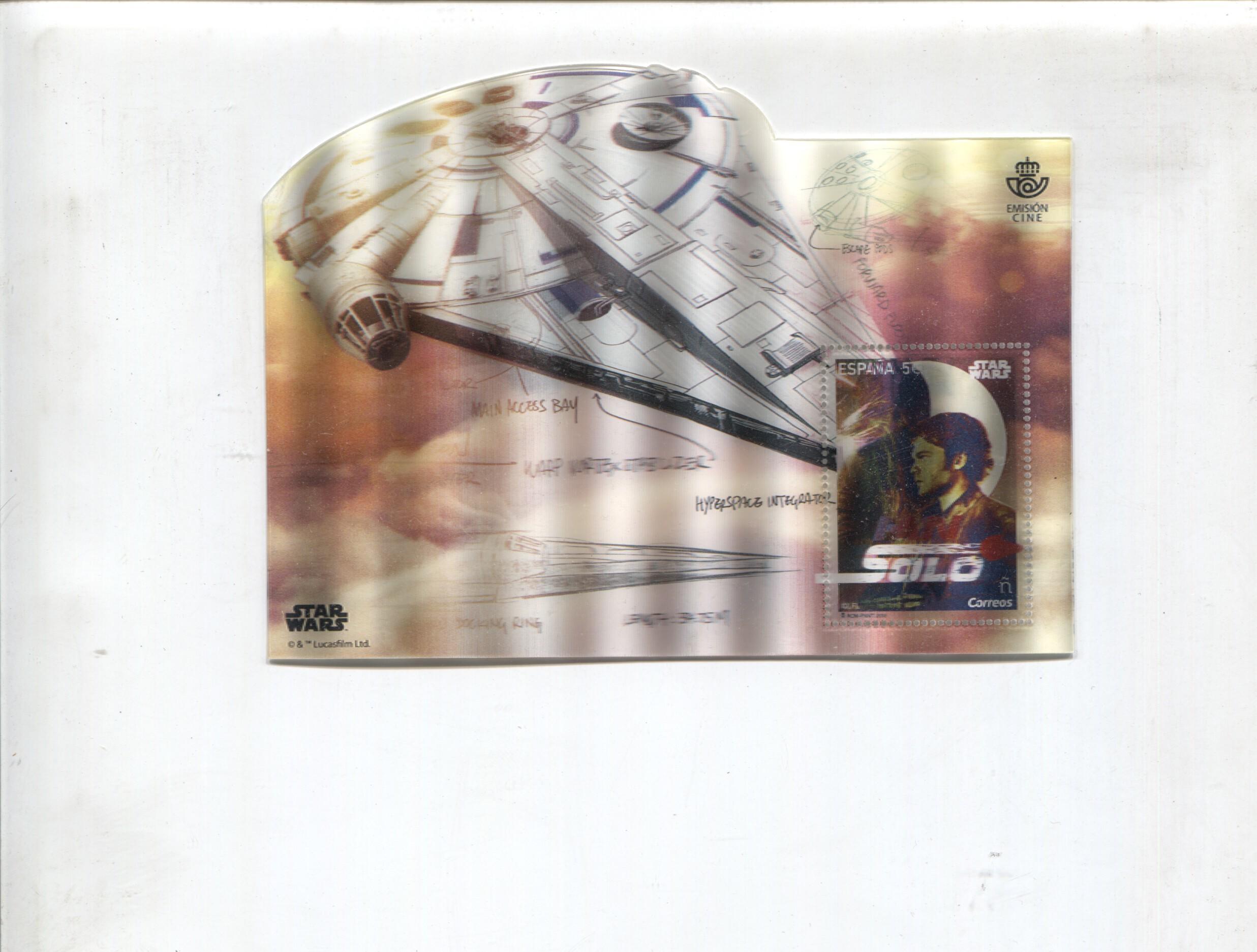 Sello 5 € en relieve del Correos Español de 2018 dedicado a Star Wars: Solo