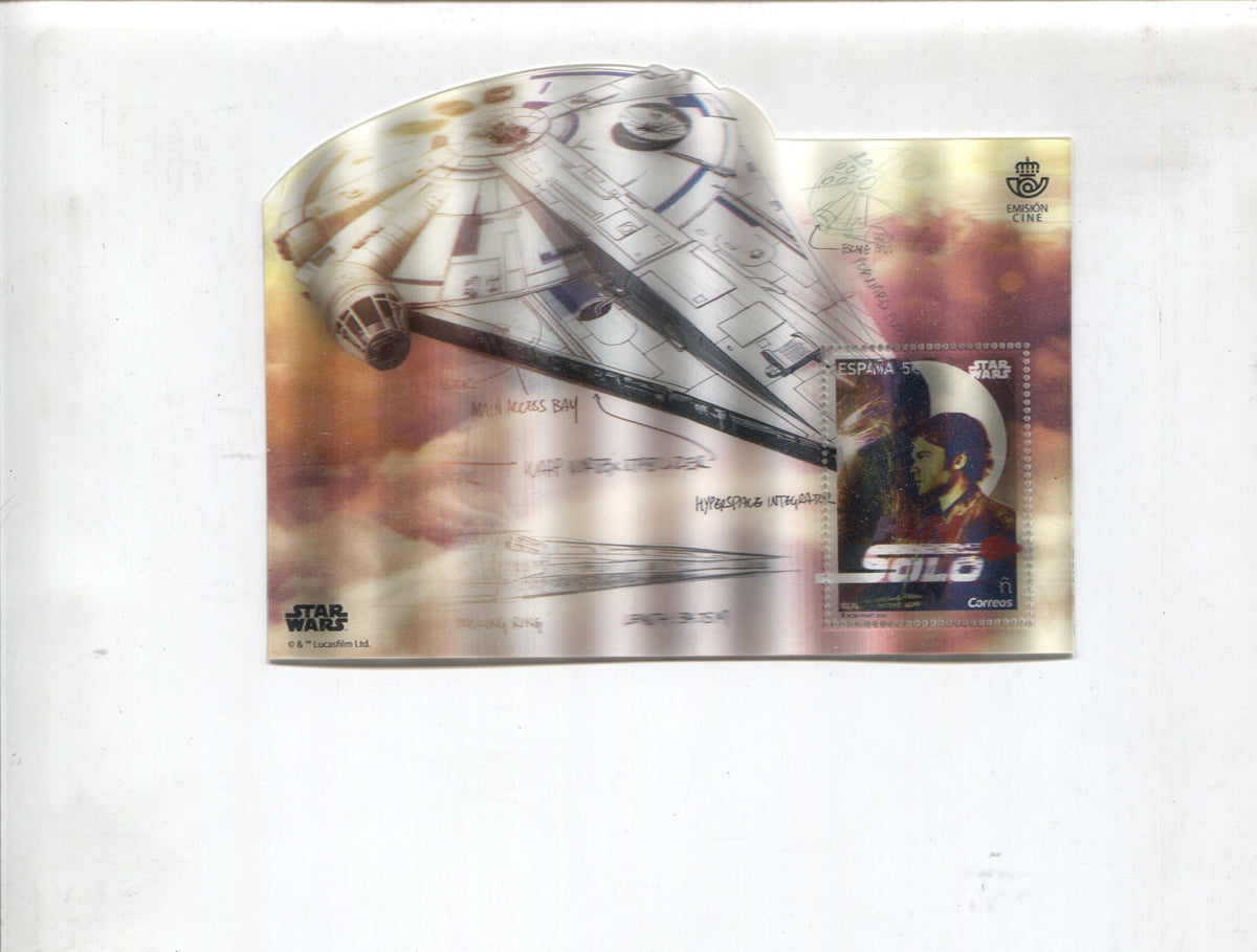 Sello 5 € en relieve del Correos Español de 2018 dedicado a Star Wars: Solo