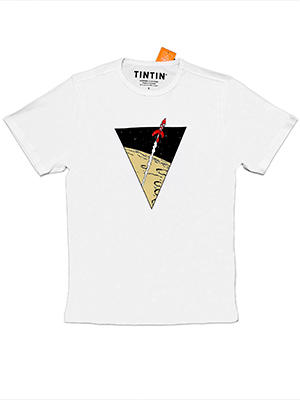 TINTIN: Camiseta Cohete  , talla XXL, color blanco