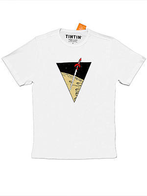 Camiseta Tintin: Cohete  , talla XXL, color blanco