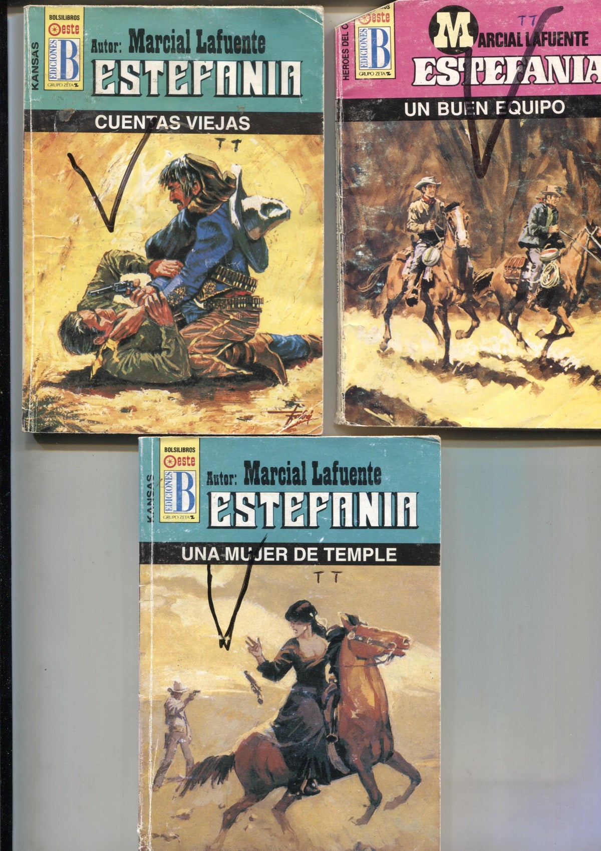 Lote numero 08: 3 novelas de Marcial lafuente Estefania:  Un buen equipo, Cuentas viejas y Una mujer de temple