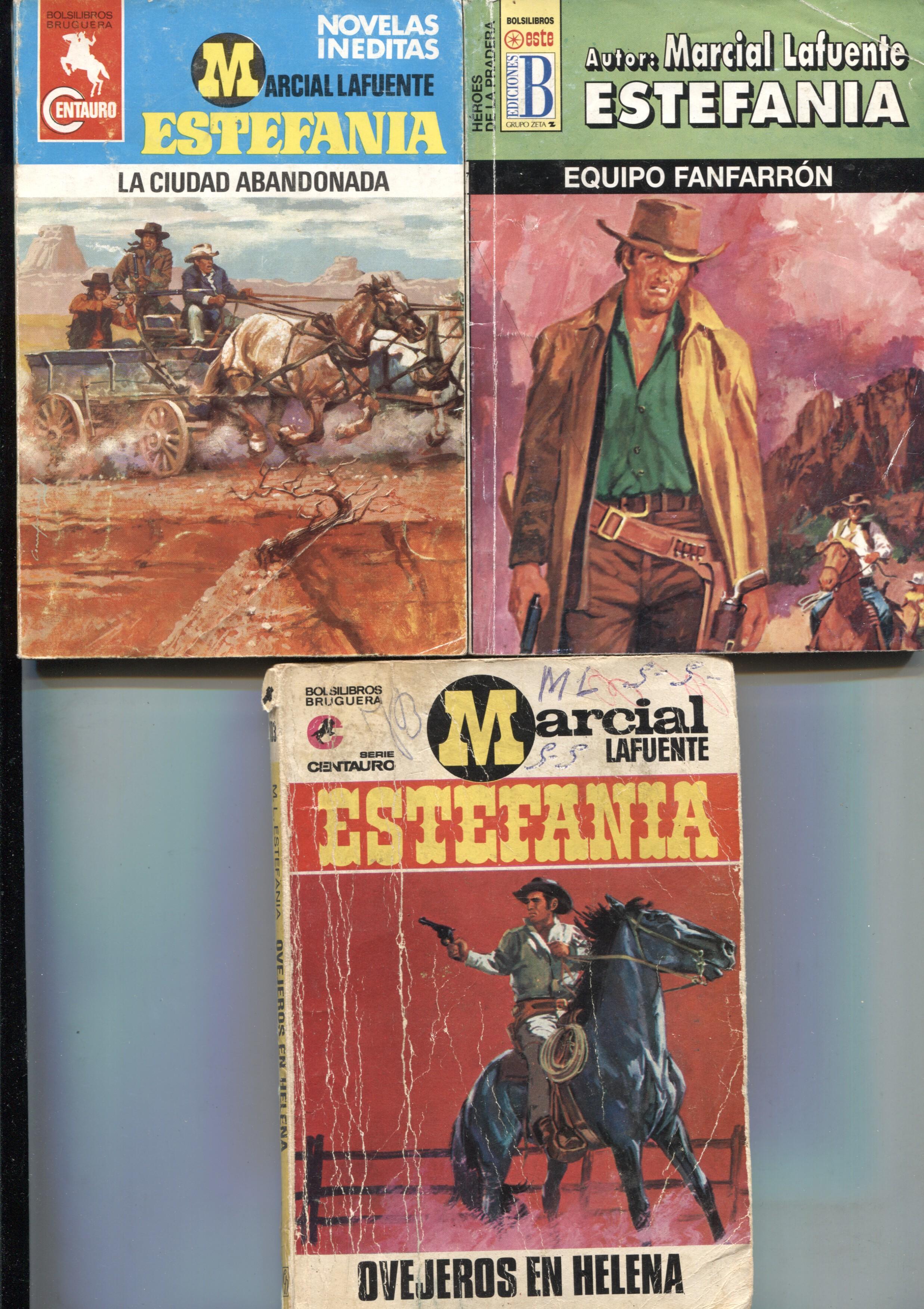 Lote numero 16: 3 novelas de Marcial lafuente Estefania: Equipo fanfarron, La ciudad abandonada y Ovejeros en Helena