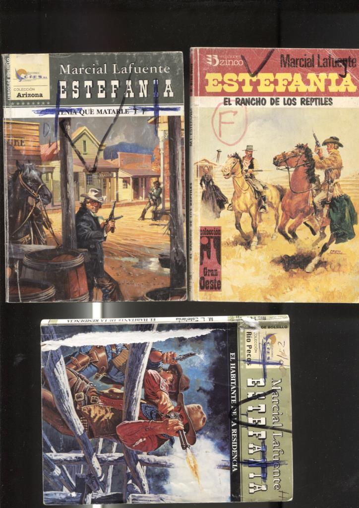 Lote numero 07: 3 novelas de Marcial lafuente Estefania:  El rancho de los reptiles, Tenia que matarle, El habitante de la residencia