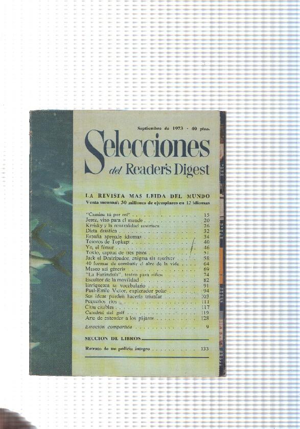 Selecciones del Reader s Digest, septiembre 1973: Jerez, vino para el mundo-Kreisky y la neutralidad