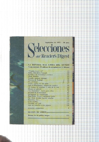 Selecciones del Reader s Digest, septiembre 1973: Jerez, vino para el mundo-Kreisky y la neutralidad