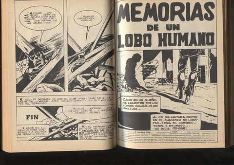 Tomo Hombre Lobo, tapa carton de Vertice:  contiene: Llega el verdugo, Memorias de un lobo humano, 