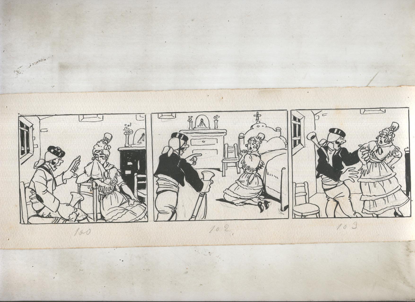 Dibujo numero 37 original de Mendez Alvarez para Diego Corrientes