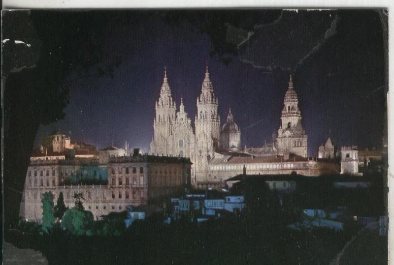 Postal 001522: Vista nocturna de Santiago de Compostela