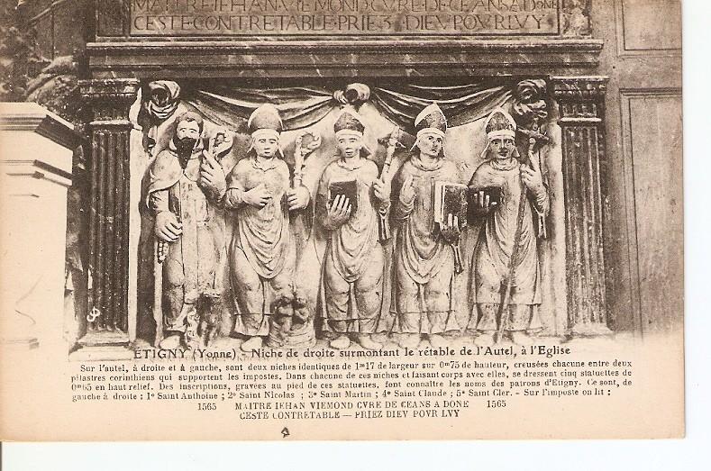 Postal 027155 : Etigny (Yonne) - Niche de droite surmontant le retable de lAutel, a Eglise